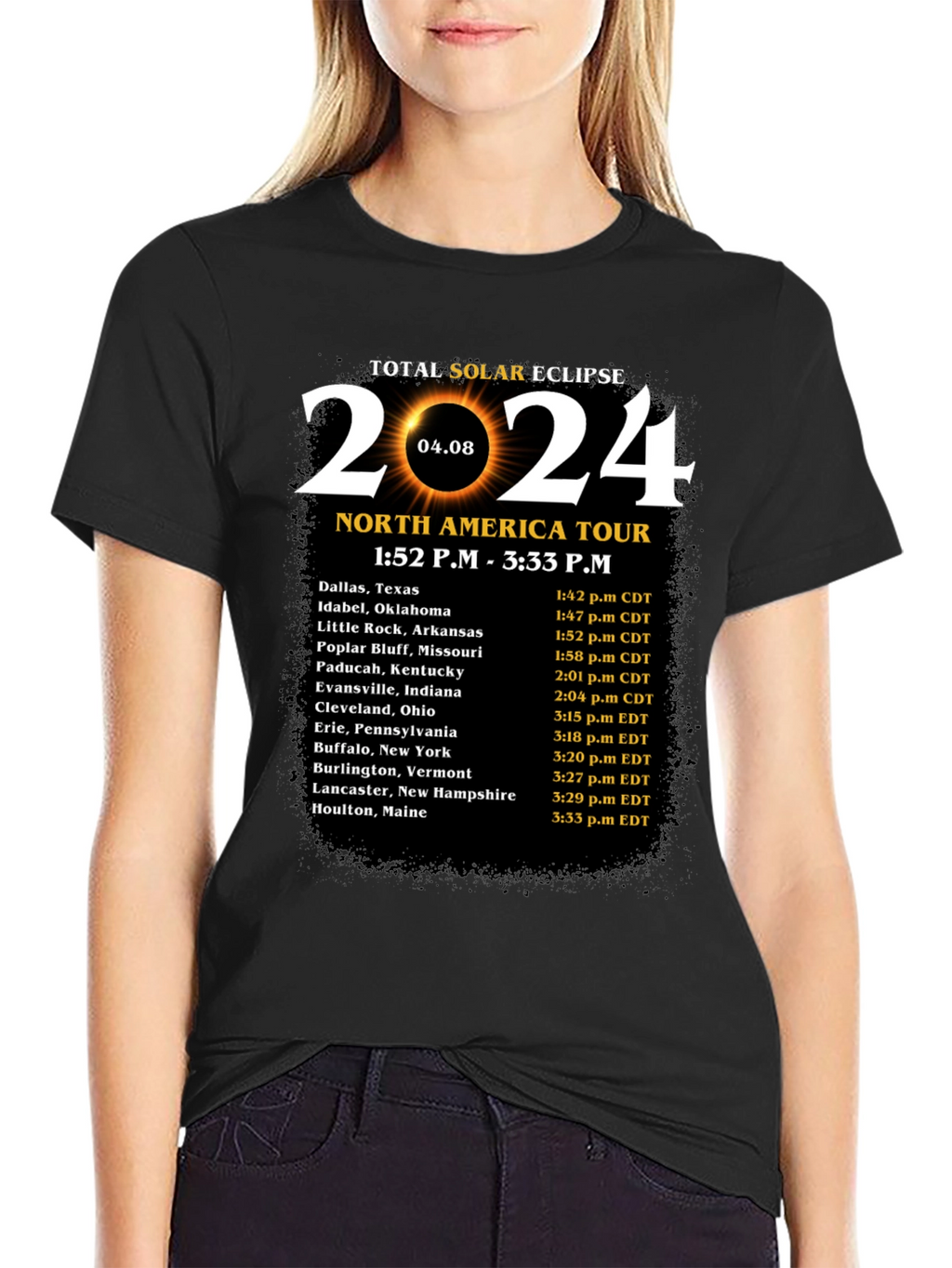 Total Solar Eclipse 2024 North America Tour T-Shirt