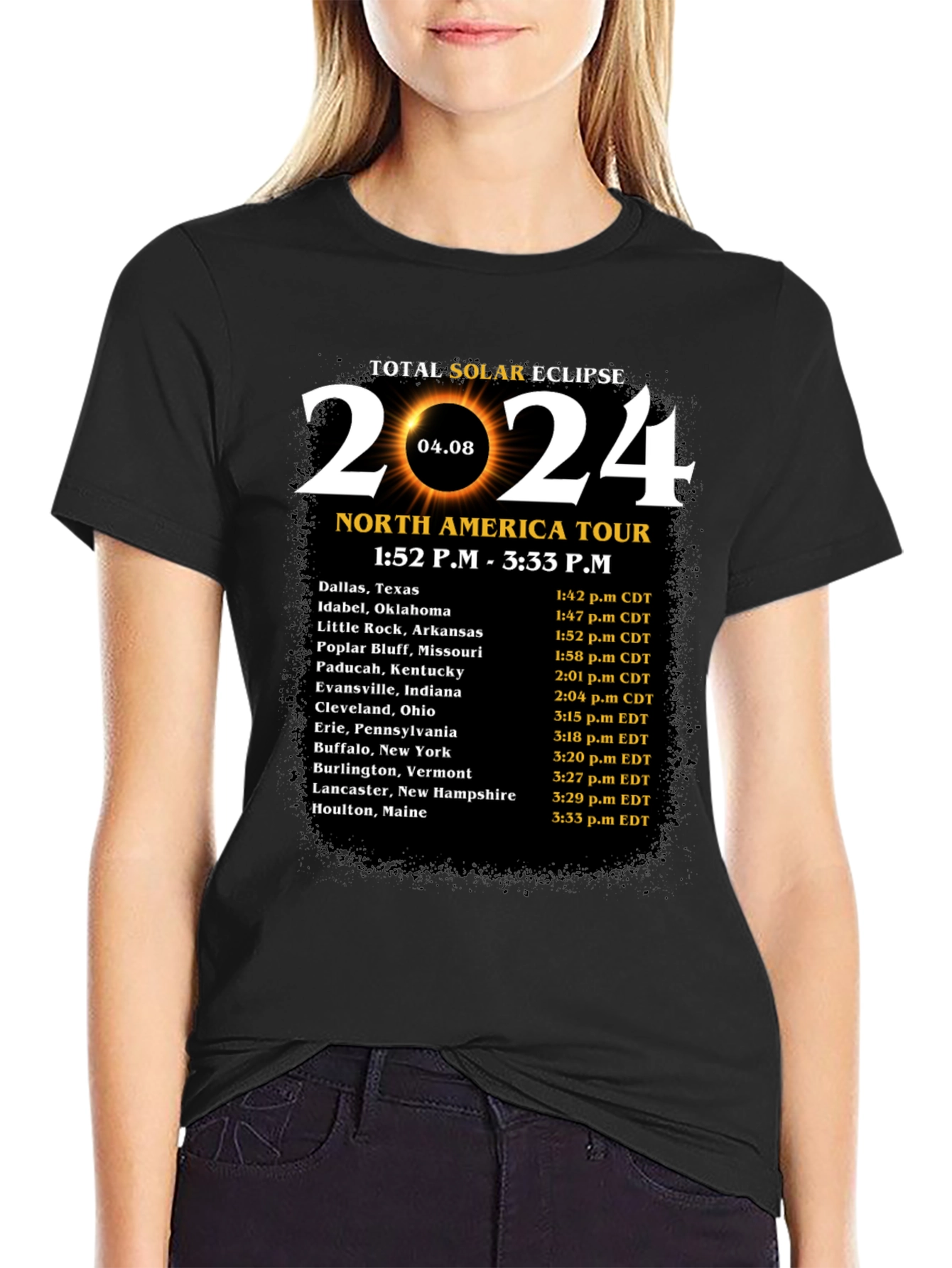 Total Solar Eclipse 2024 North America Tour T-Shirt