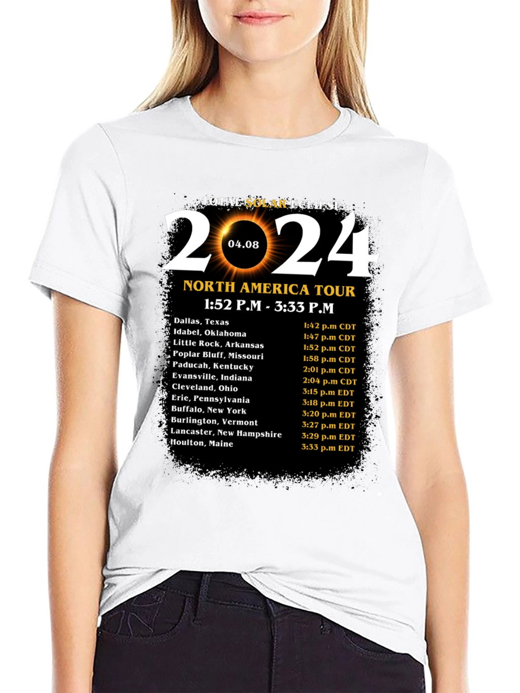 Total Solar Eclipse 2024 North America Tour T-Shirt
