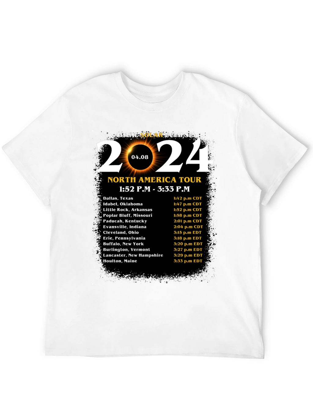 Total Solar Eclipse 2024 North America Tour T-Shirt
