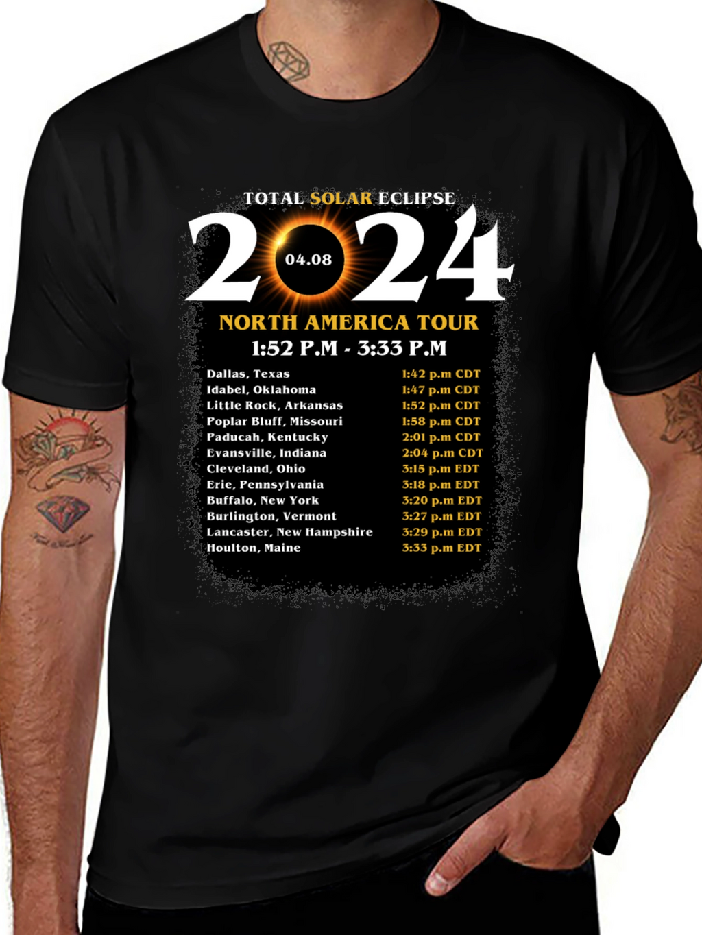 Total Solar Eclipse 2024 North America Tour T-Shirt