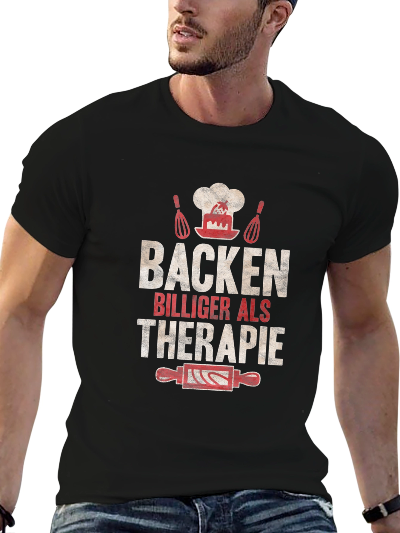 Baking Cheaper Than Therapy Black T-Shirt