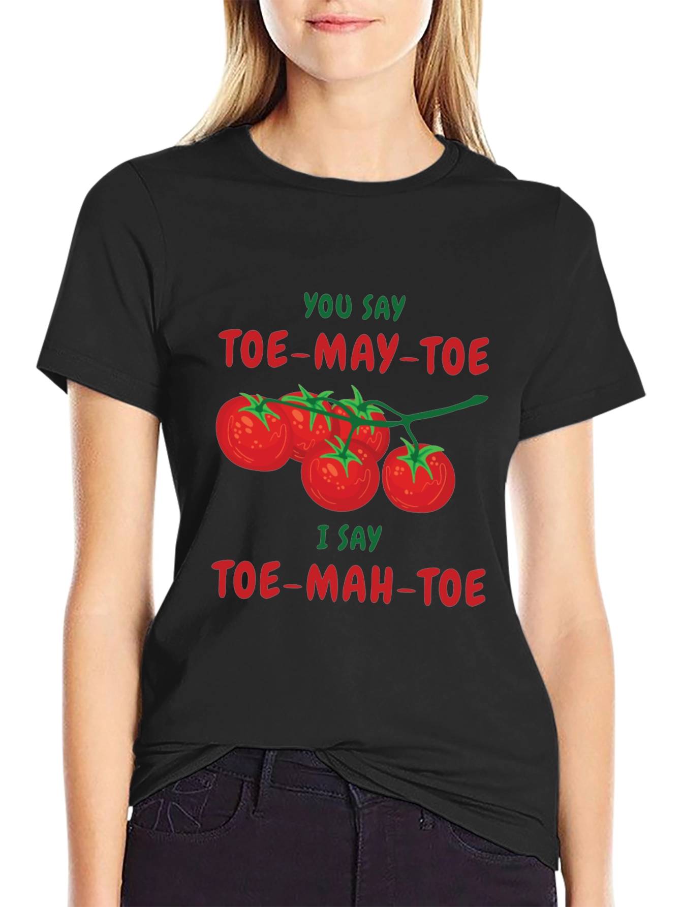 Tomato Pun T-Shirt - Toe-May-Toe Toe-Mah-Toe Funny Graphic Tee