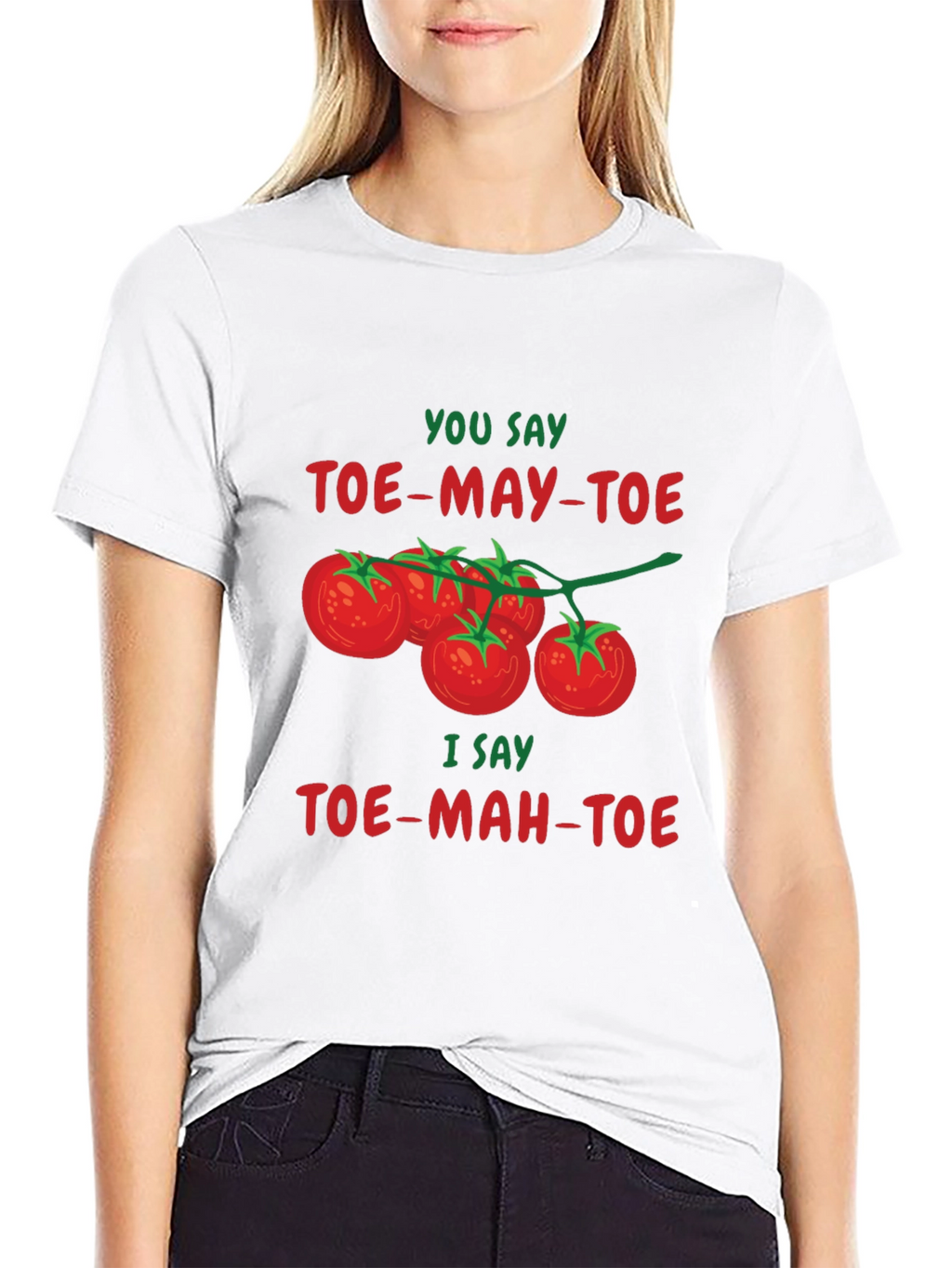 Tomato Pun T-Shirt - Toe-May-Toe Toe-Mah-Toe Funny Graphic Tee
