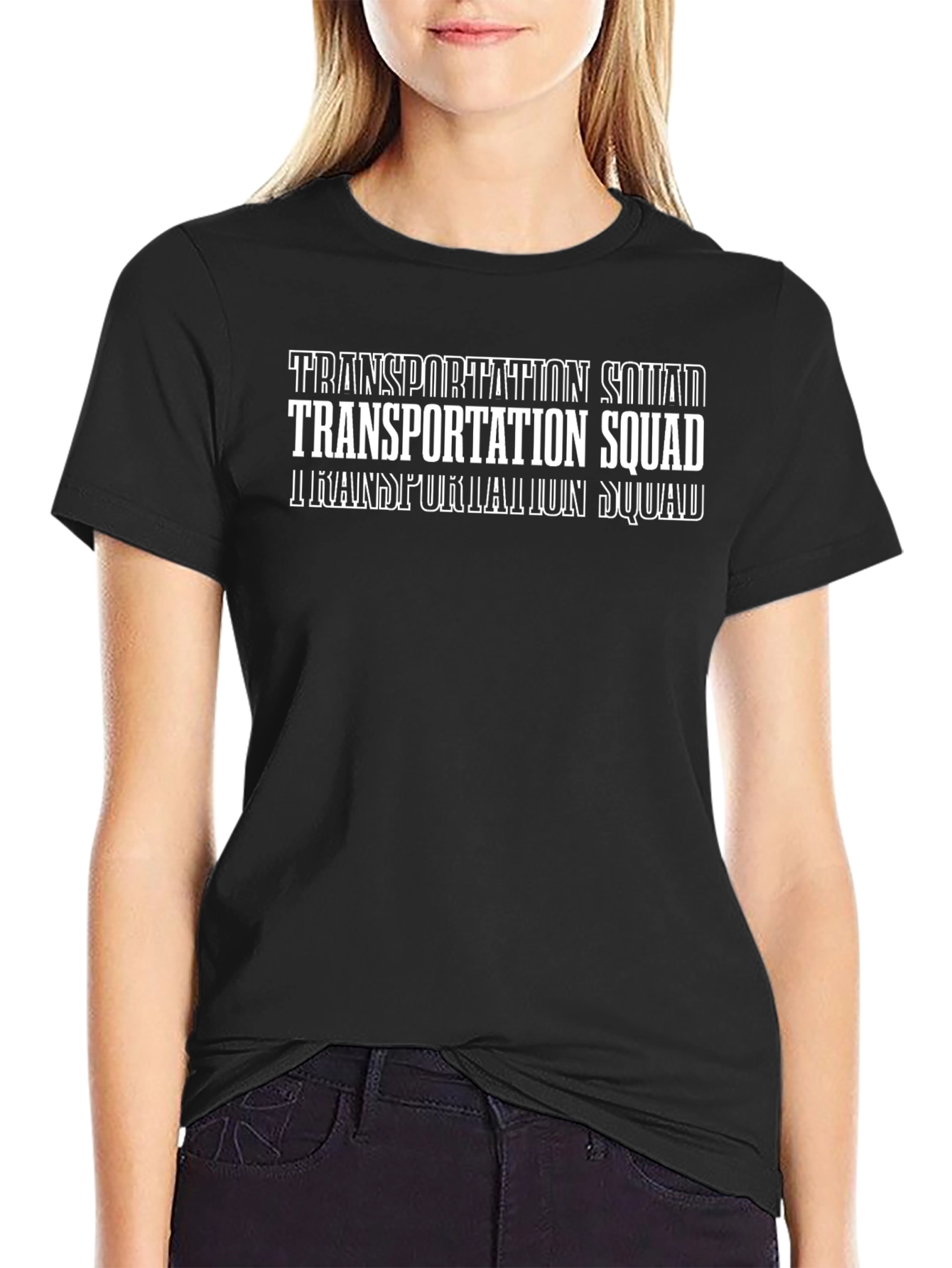Transportation Squad T-Shirt - Black Crew Neck Tee