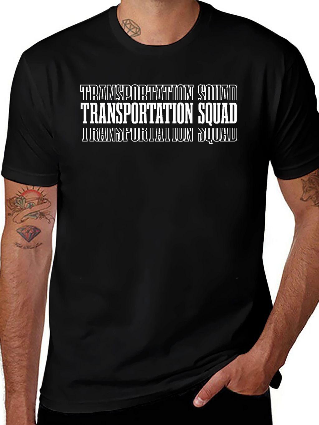 Transportation Squad T-Shirt - Black Crew Neck Tee