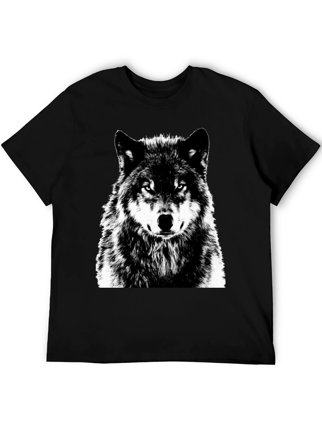 Wolf Graphic Print Black T-Shirt