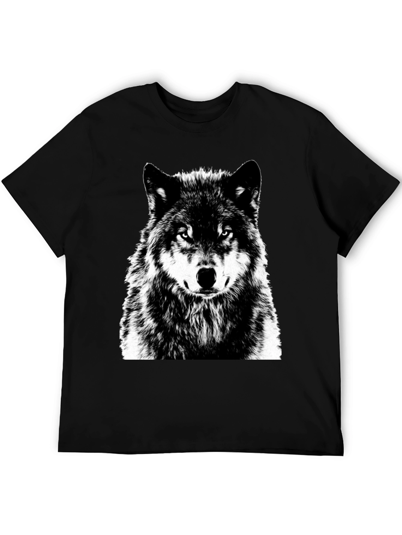 Wolf Graphic Print Black T-Shirt