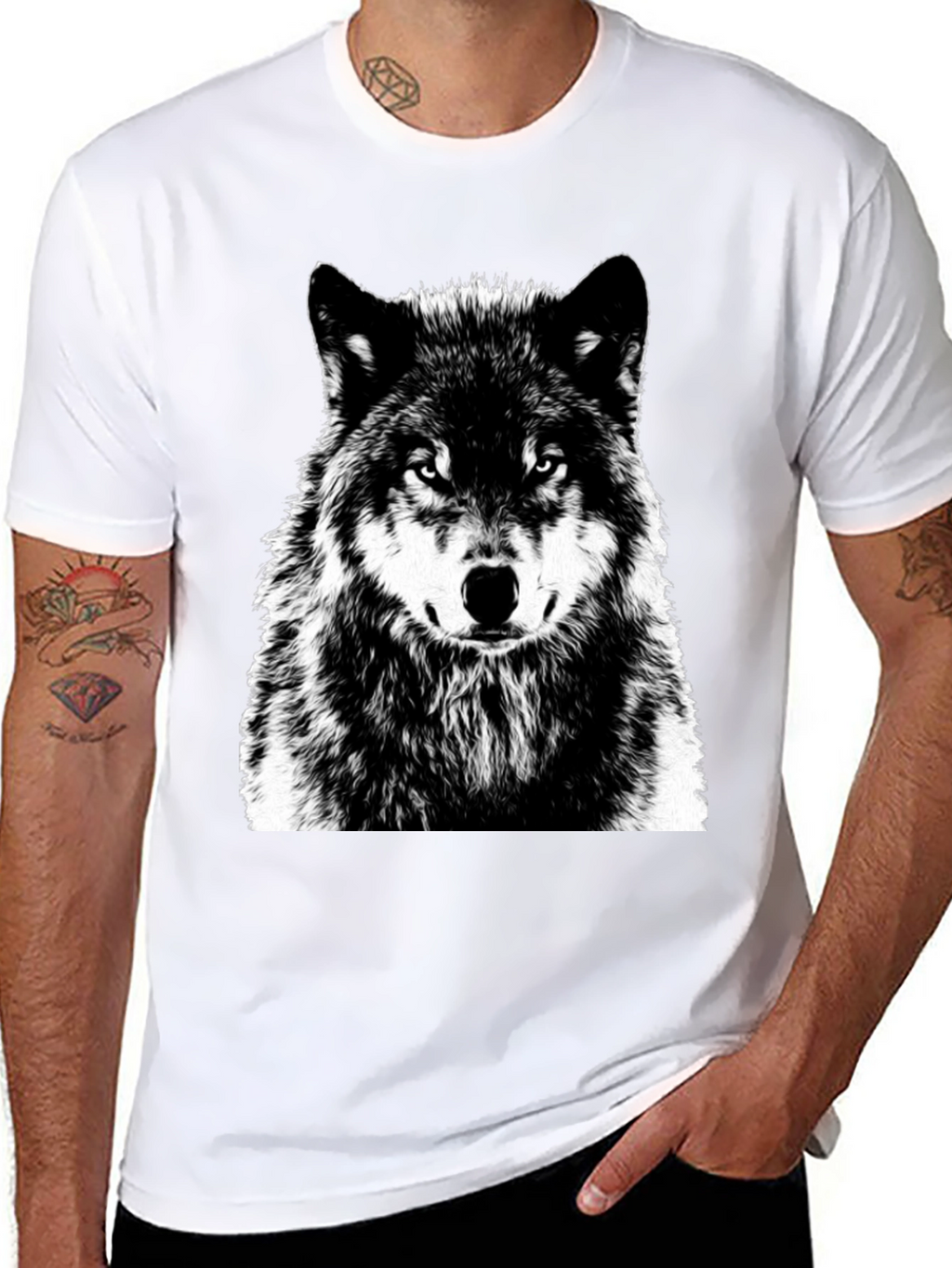Wolf Graphic Print Black T-Shirt