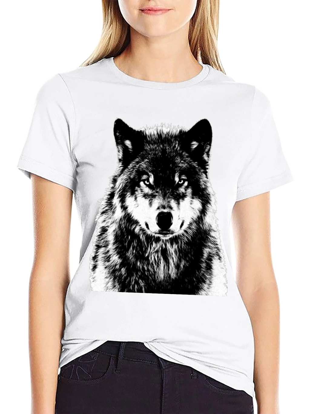 Wolf Graphic Print Black T-Shirt