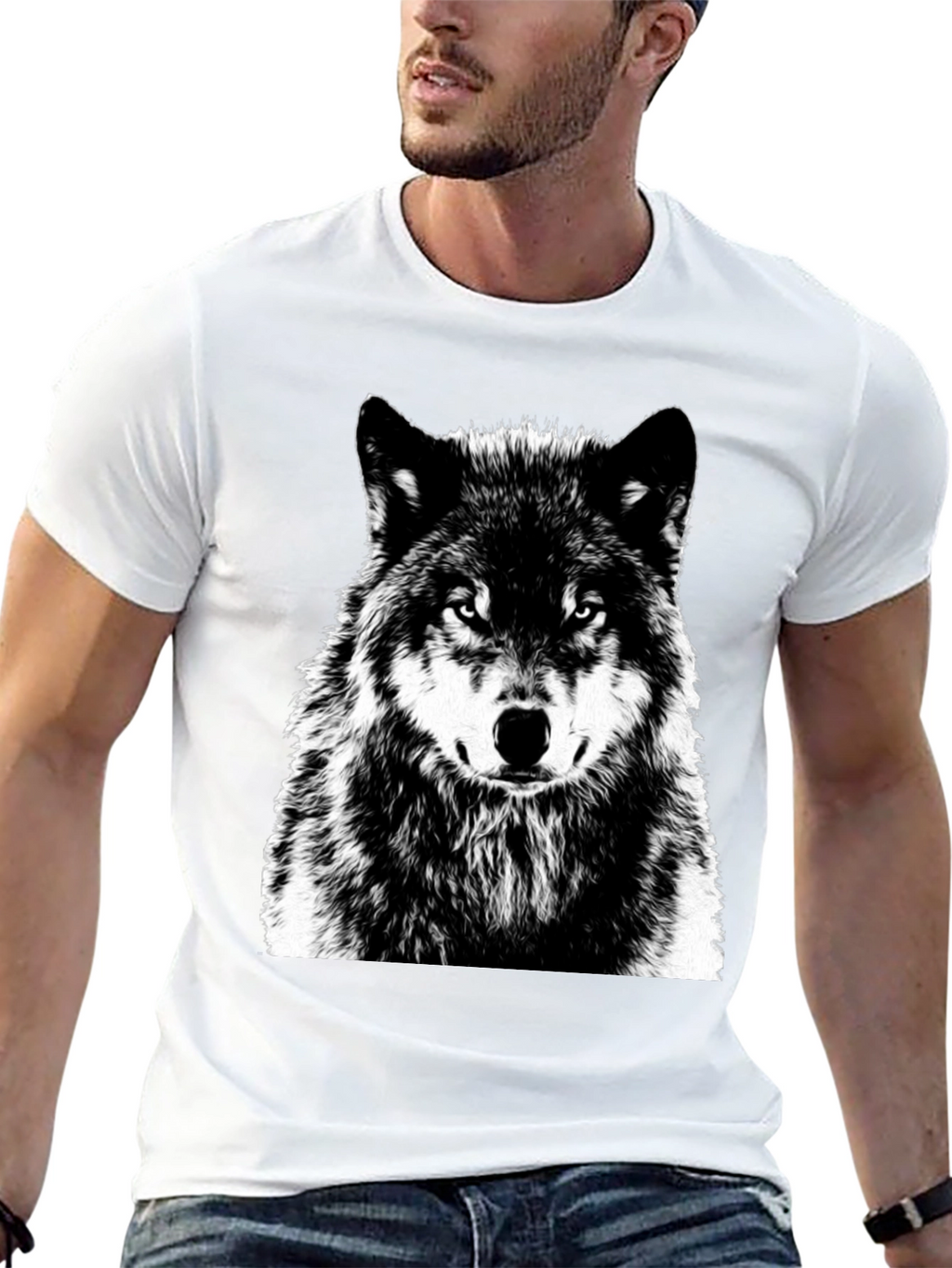 Wolf Graphic Print Black T-Shirt