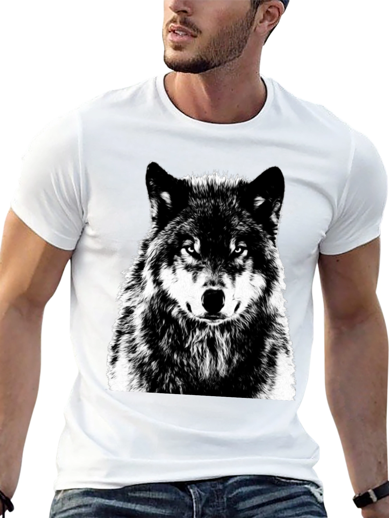 Wolf Graphic Print Black T-Shirt