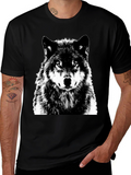 Wolf Graphic Print Black T-Shirt