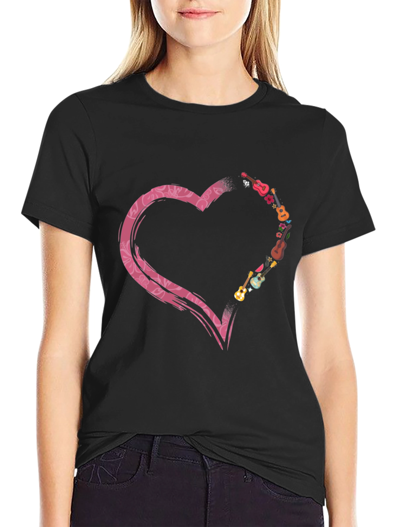 Heart Guitars Black T-Shirt
