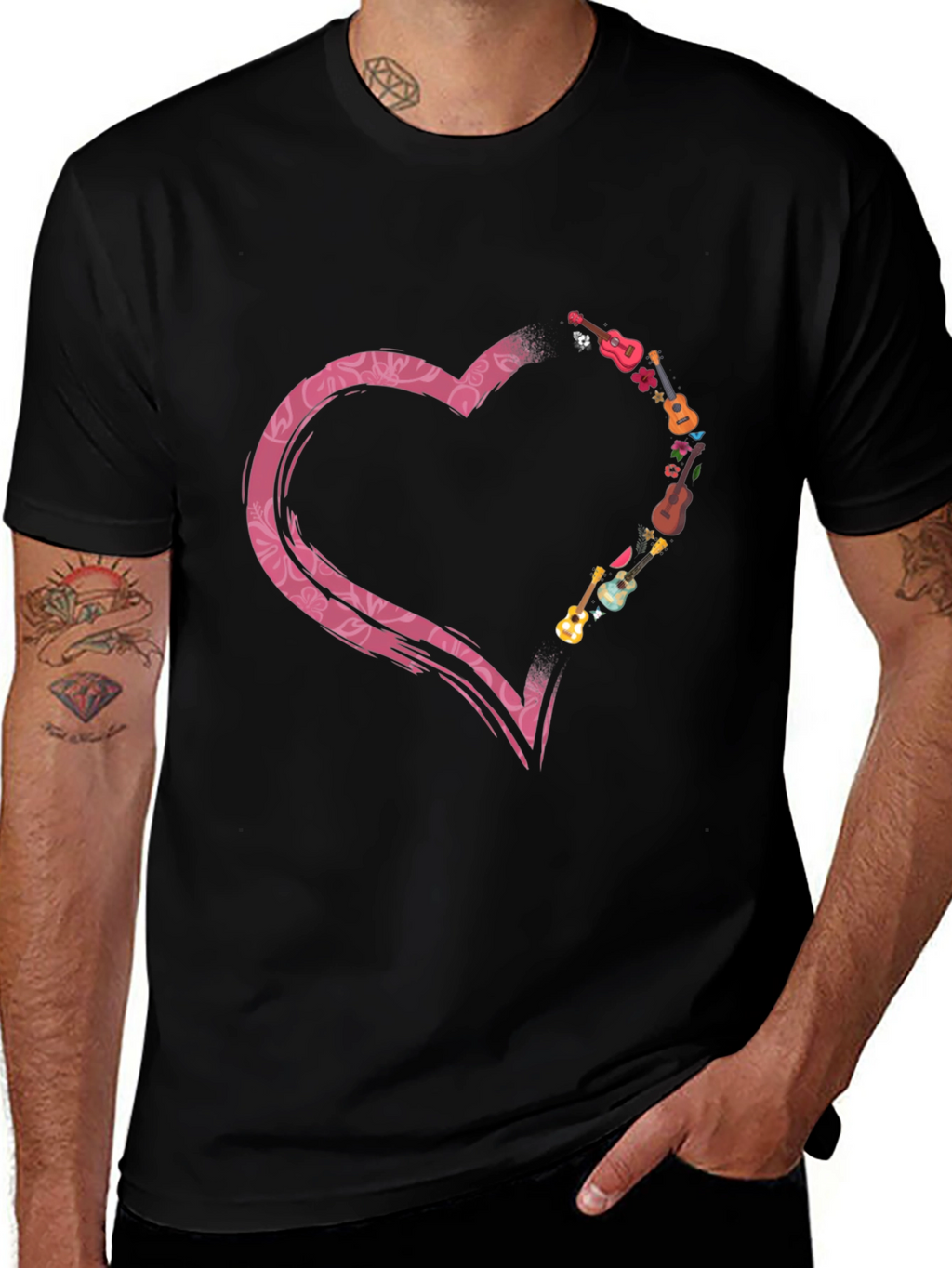 Heart Guitars Black T-Shirt