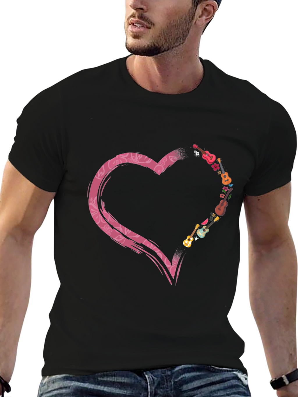 Heart Guitars Black T-Shirt