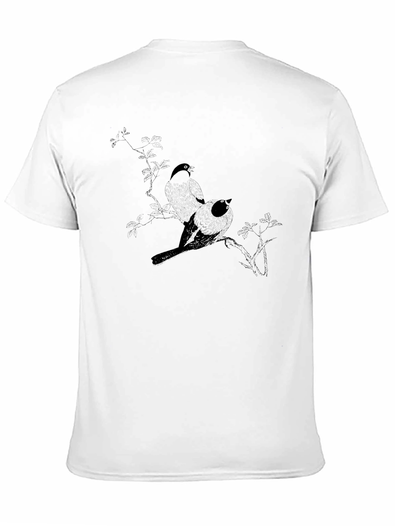 Black T-Shirt with Bird Branch Graphic