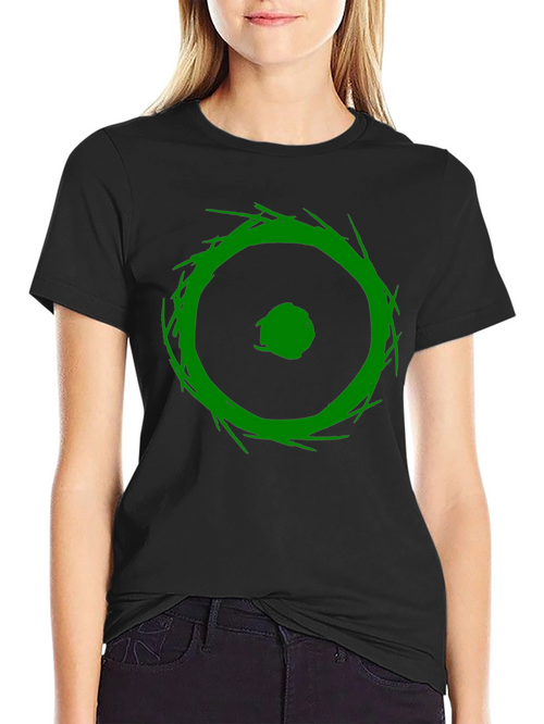 Abstract Green Graphic Print Black T-Shirt