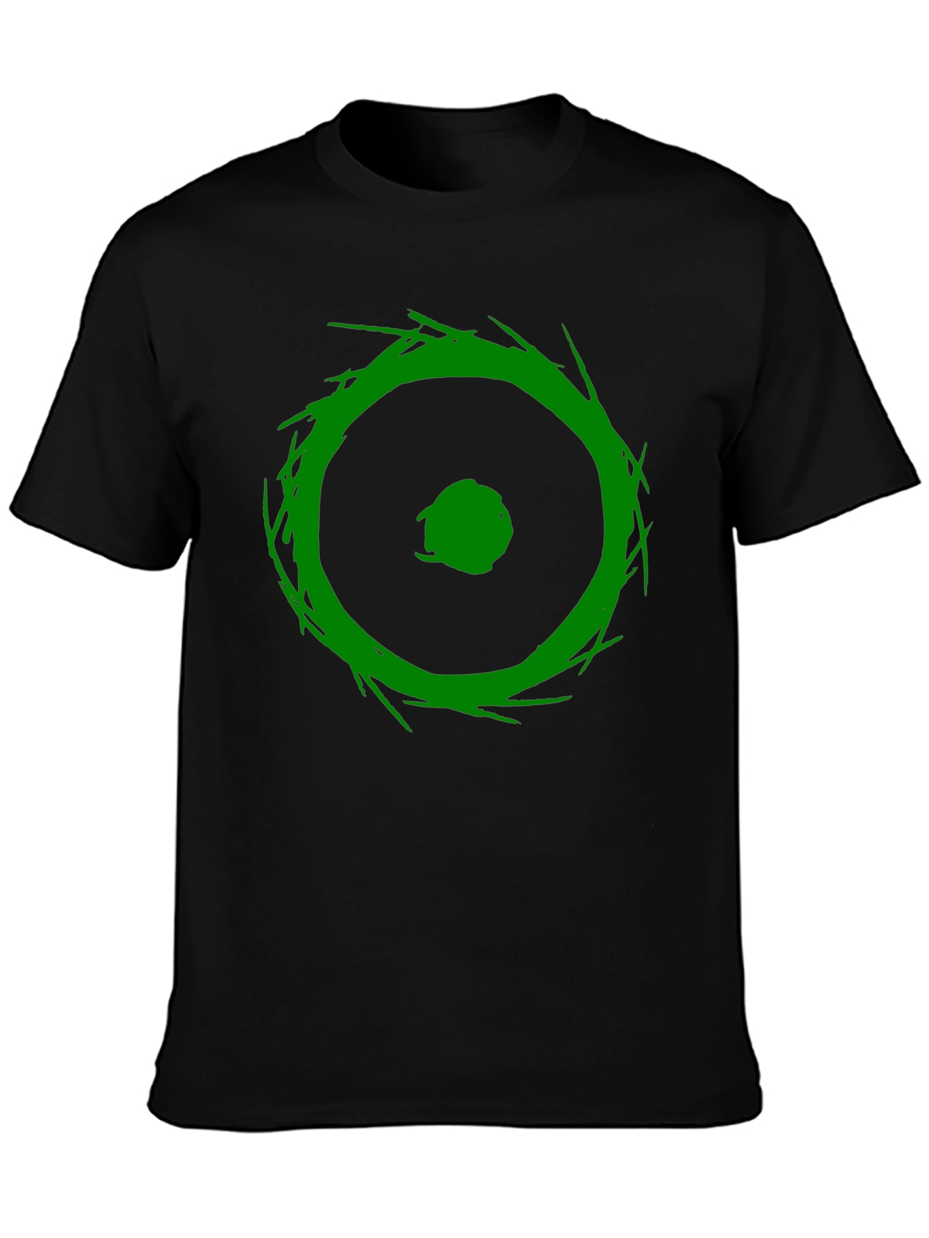 Abstract Green Graphic Print Black T-Shirt