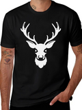 Deer Head Graphic Tee - Black