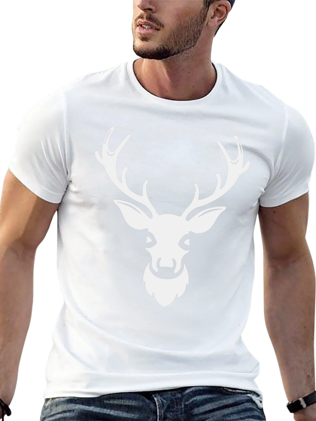 Deer Head Graphic Tee - Black