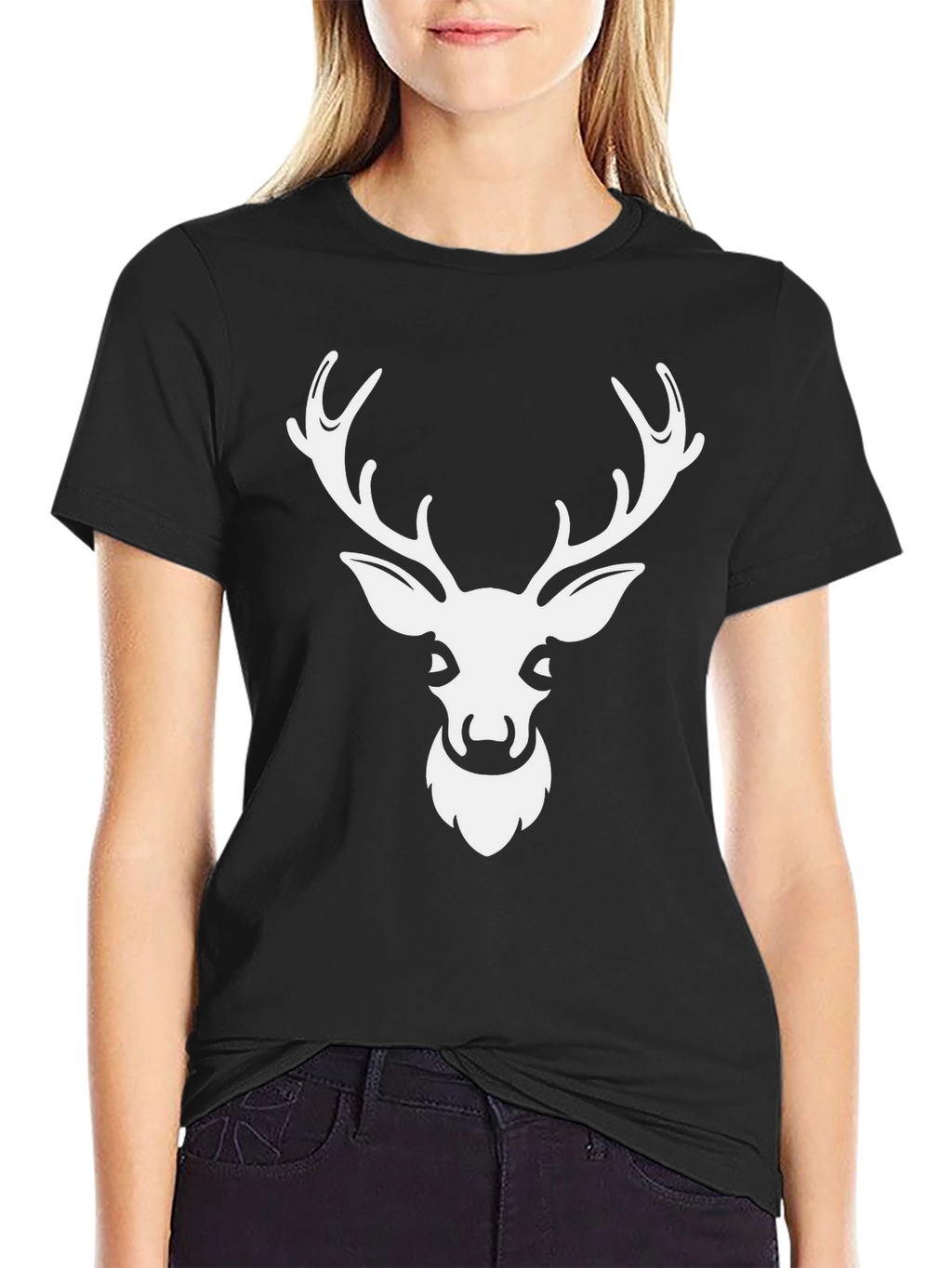 Deer Head Graphic Tee - Black