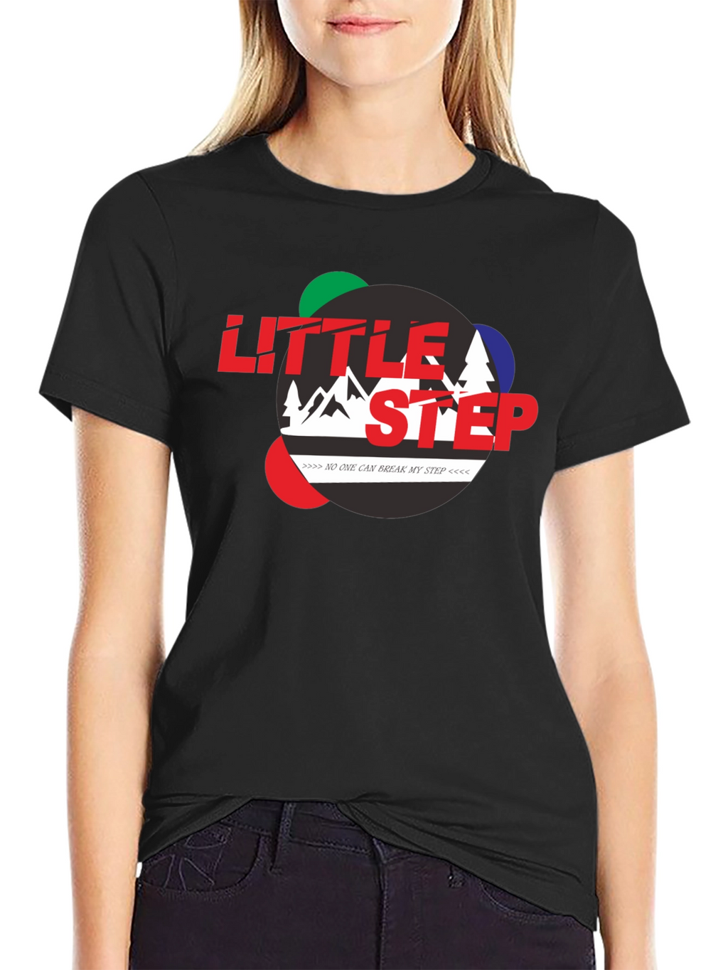 Little Step Graphic Print Black T-Shirt