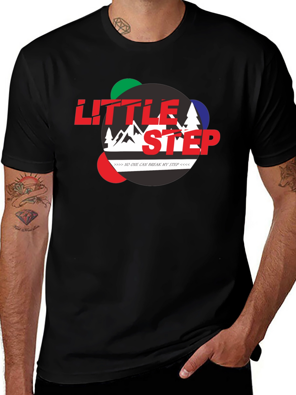 Little Step Graphic Print Black T-Shirt