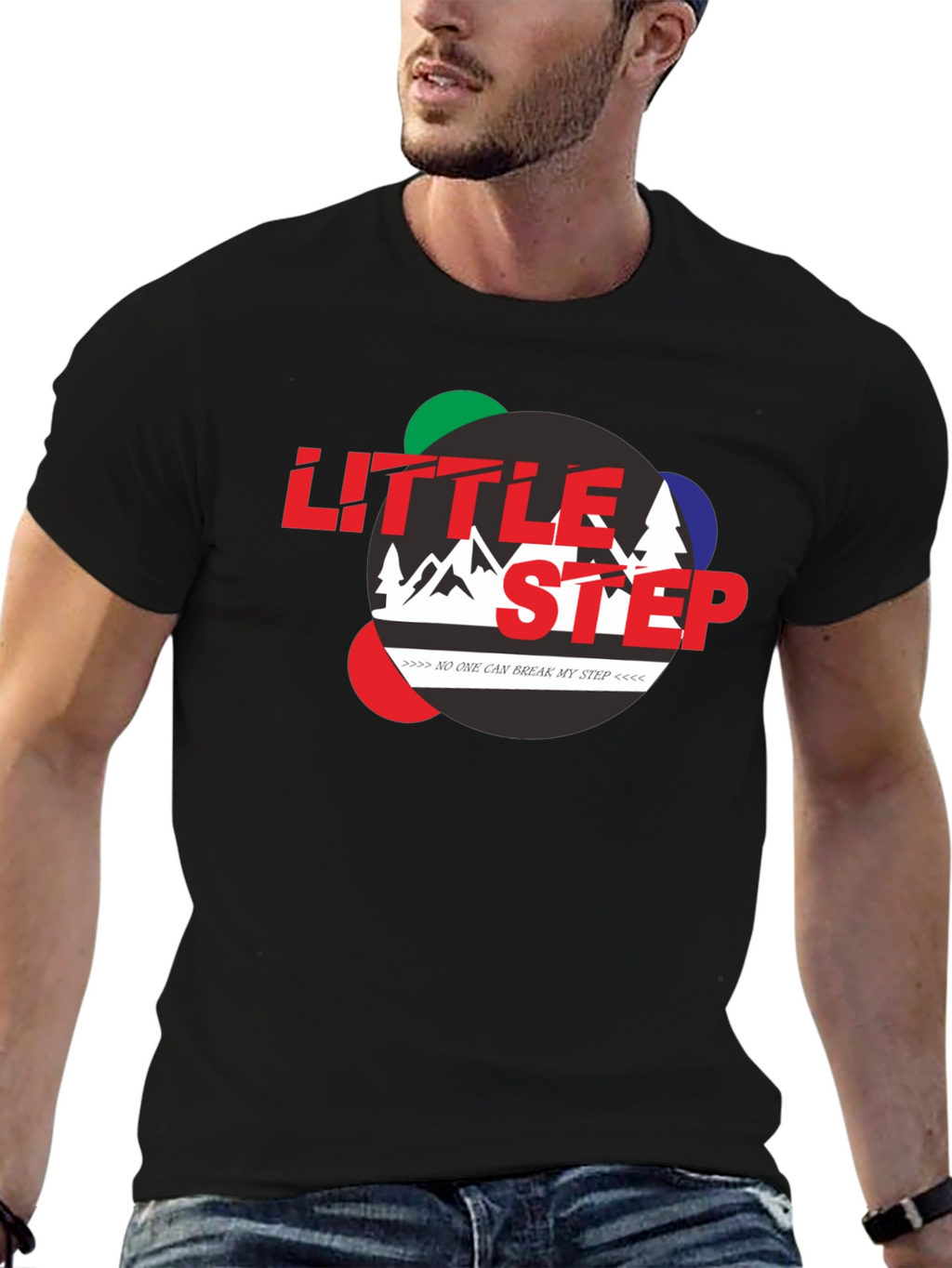 Little Step Graphic Print Black T-Shirt