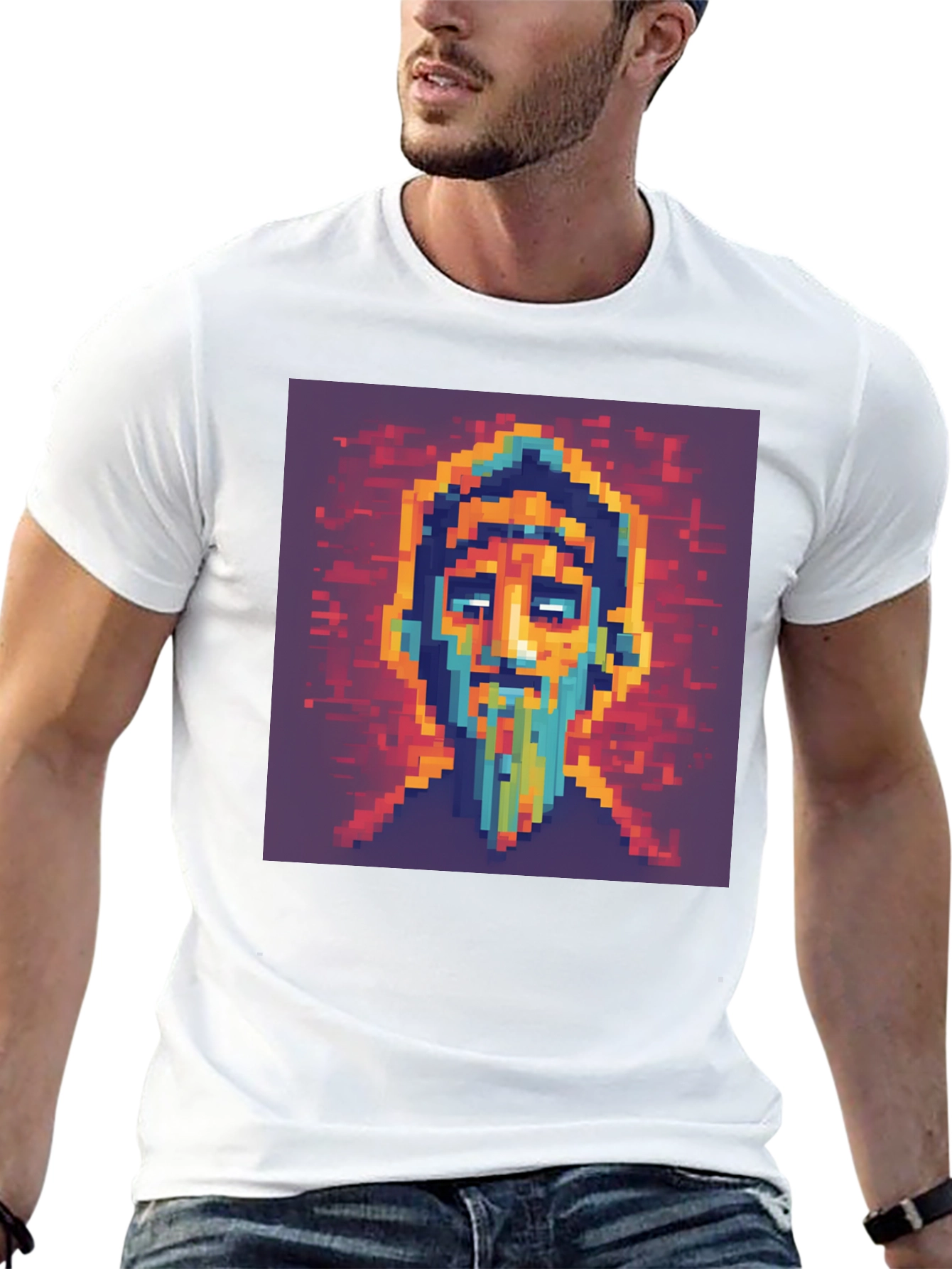 Pixel Art Portrait T-Shirt - Unique Graphic Tee
