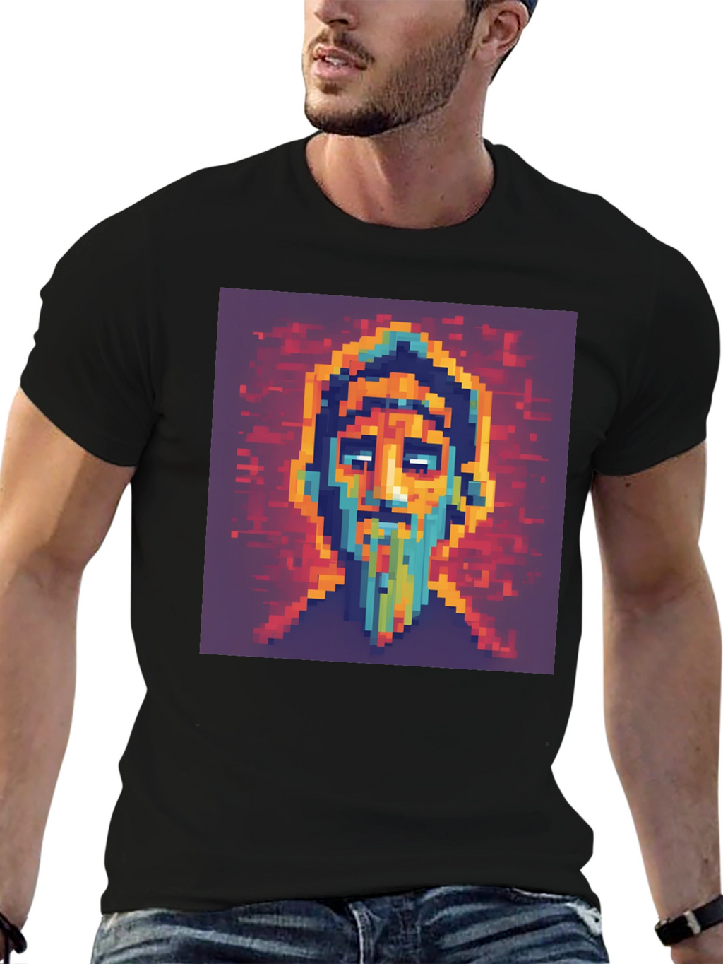 Pixel Art Portrait T-Shirt - Unique Graphic Tee