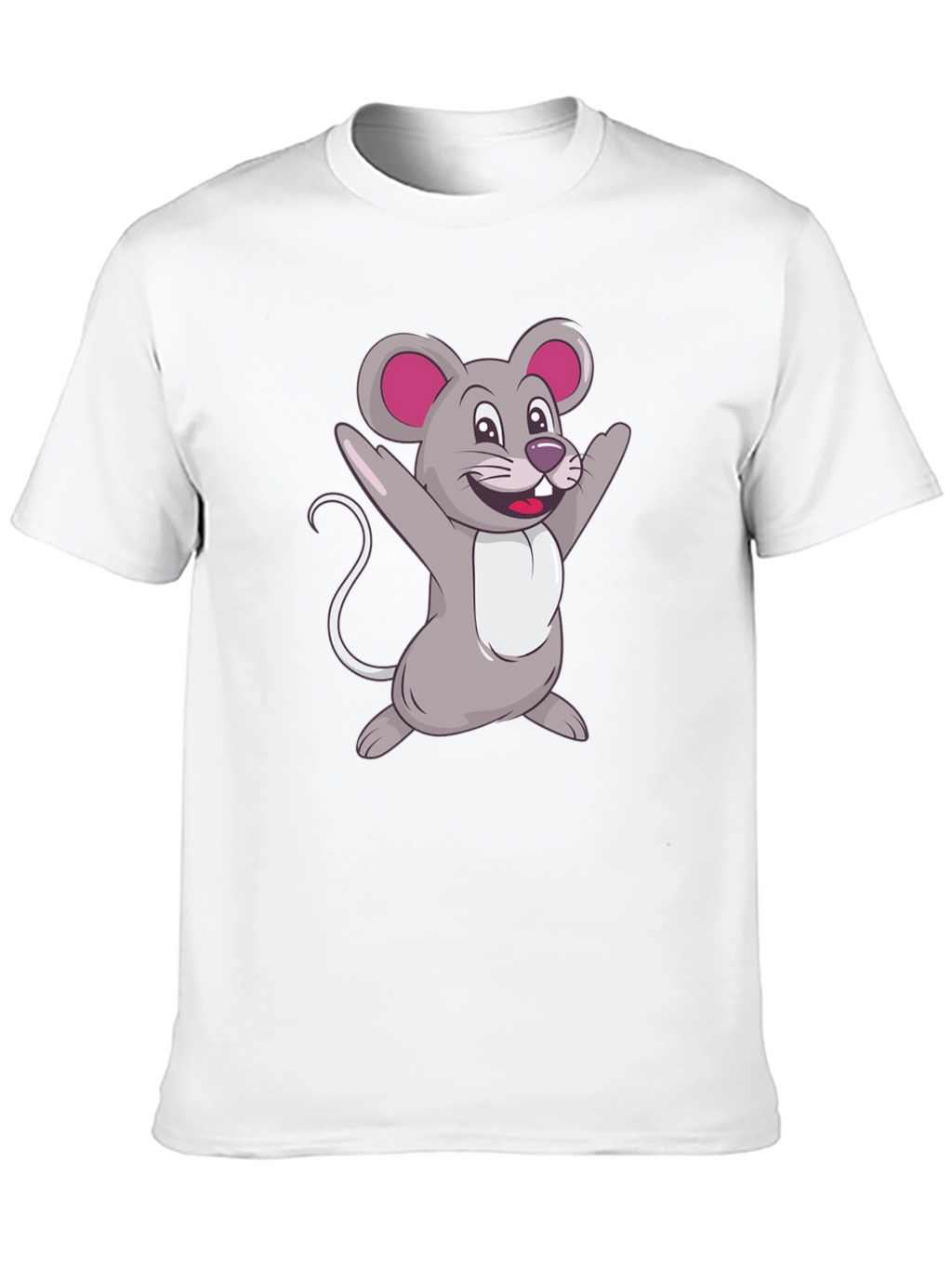 Cartoon Mouse Graphic Tee - Black Casual T-Shirt