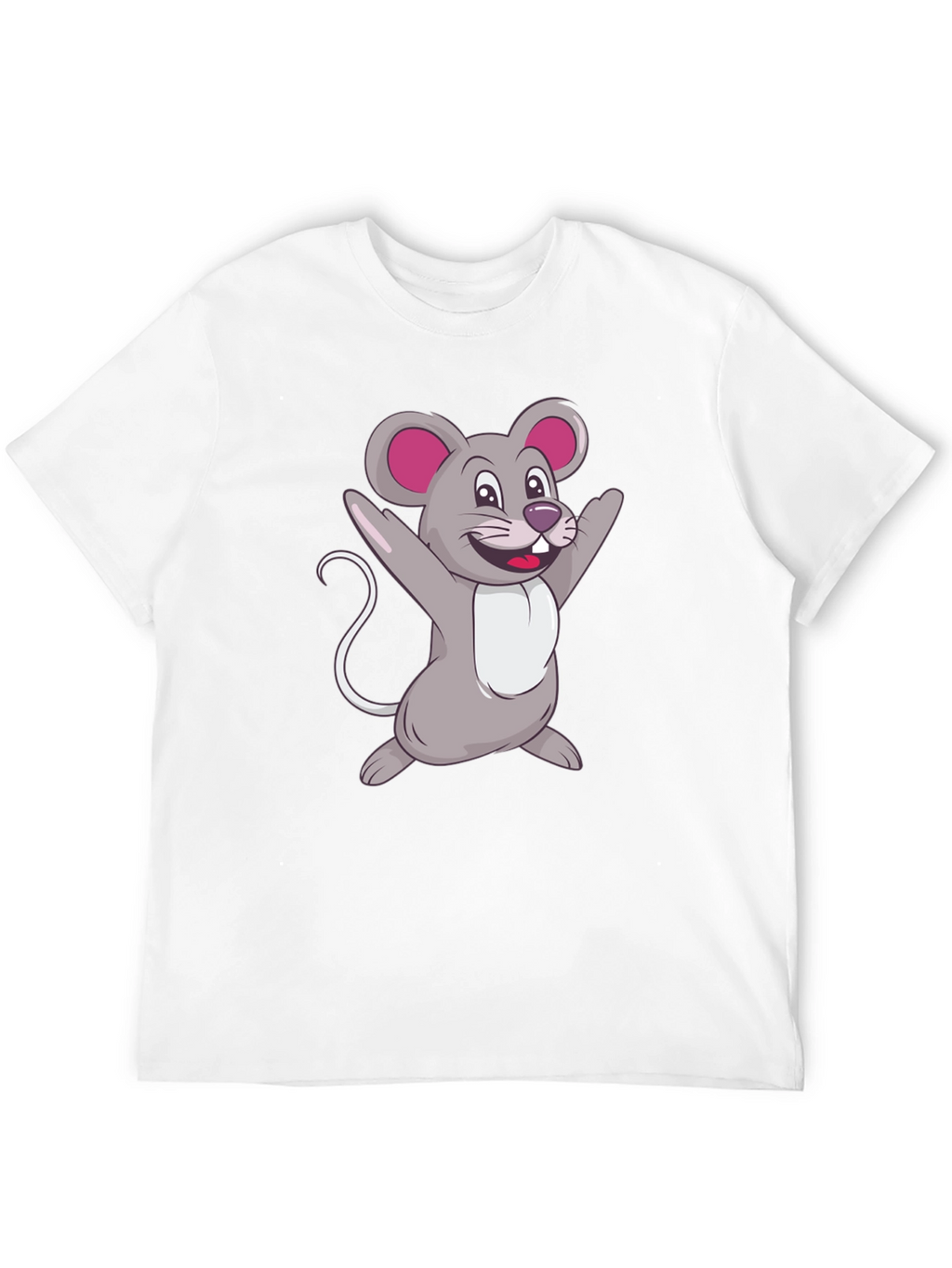 Cartoon Mouse Graphic Tee - Black Casual T-Shirt