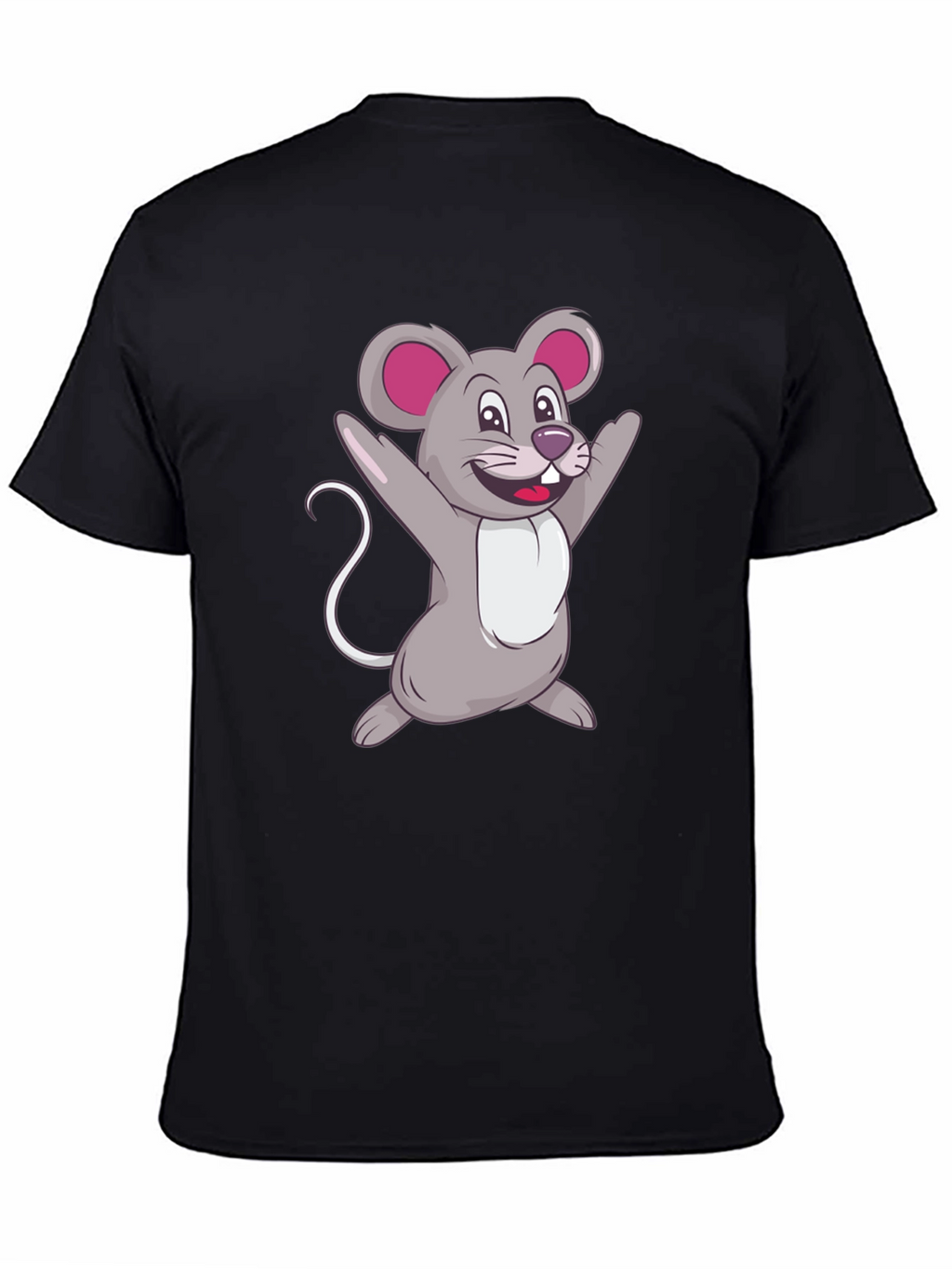 Cartoon Mouse Graphic Tee - Black Casual T-Shirt