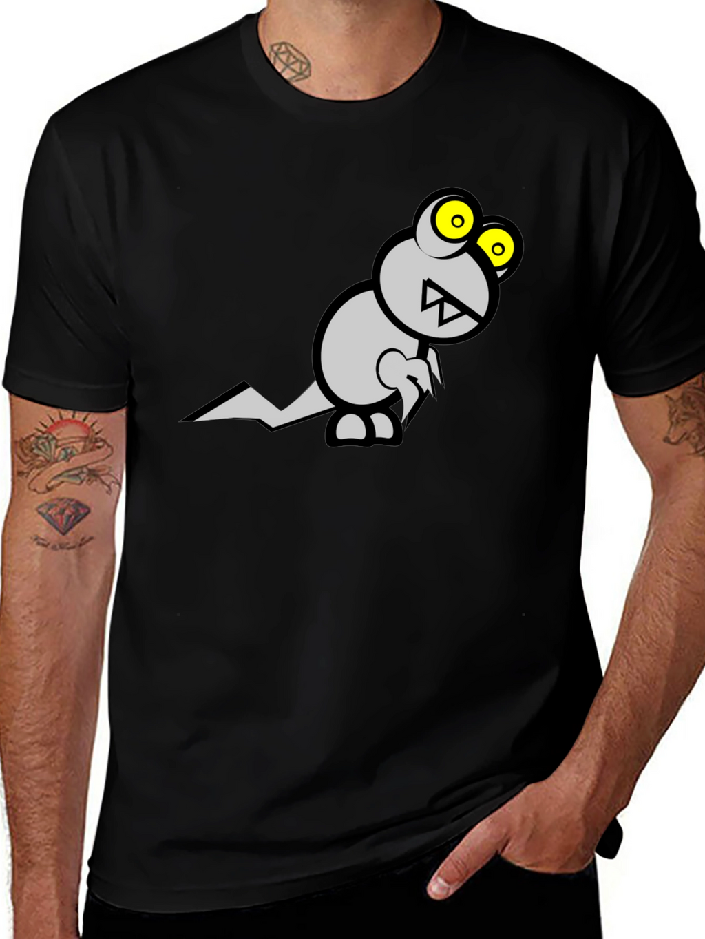 Monster Graphic Tee - Black Cotton T-Shirt