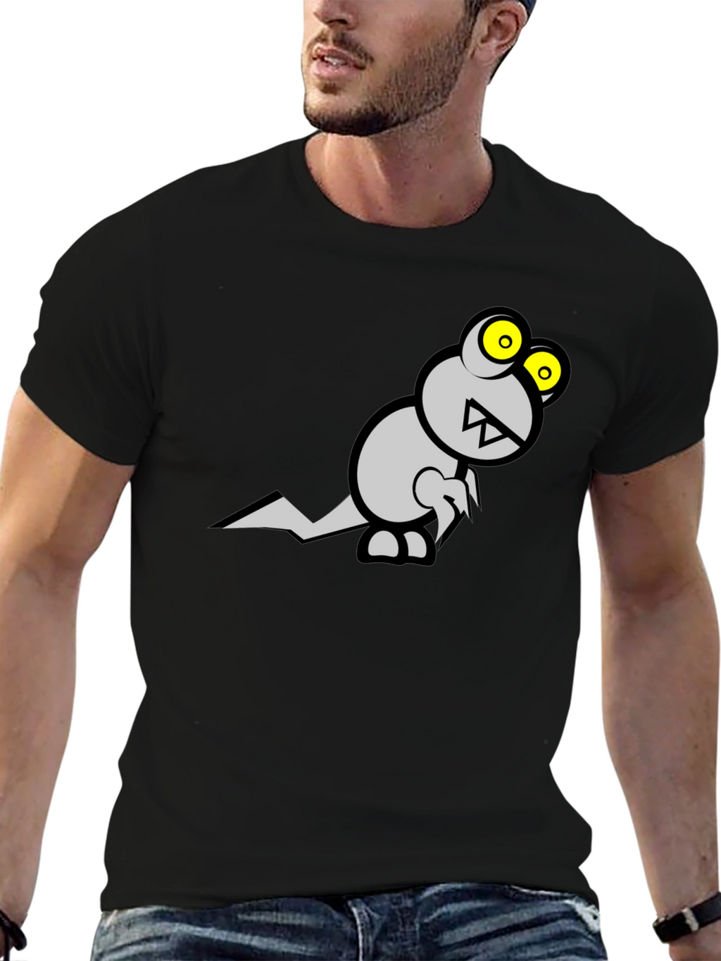 Monster Graphic Tee - Black Cotton T-Shirt