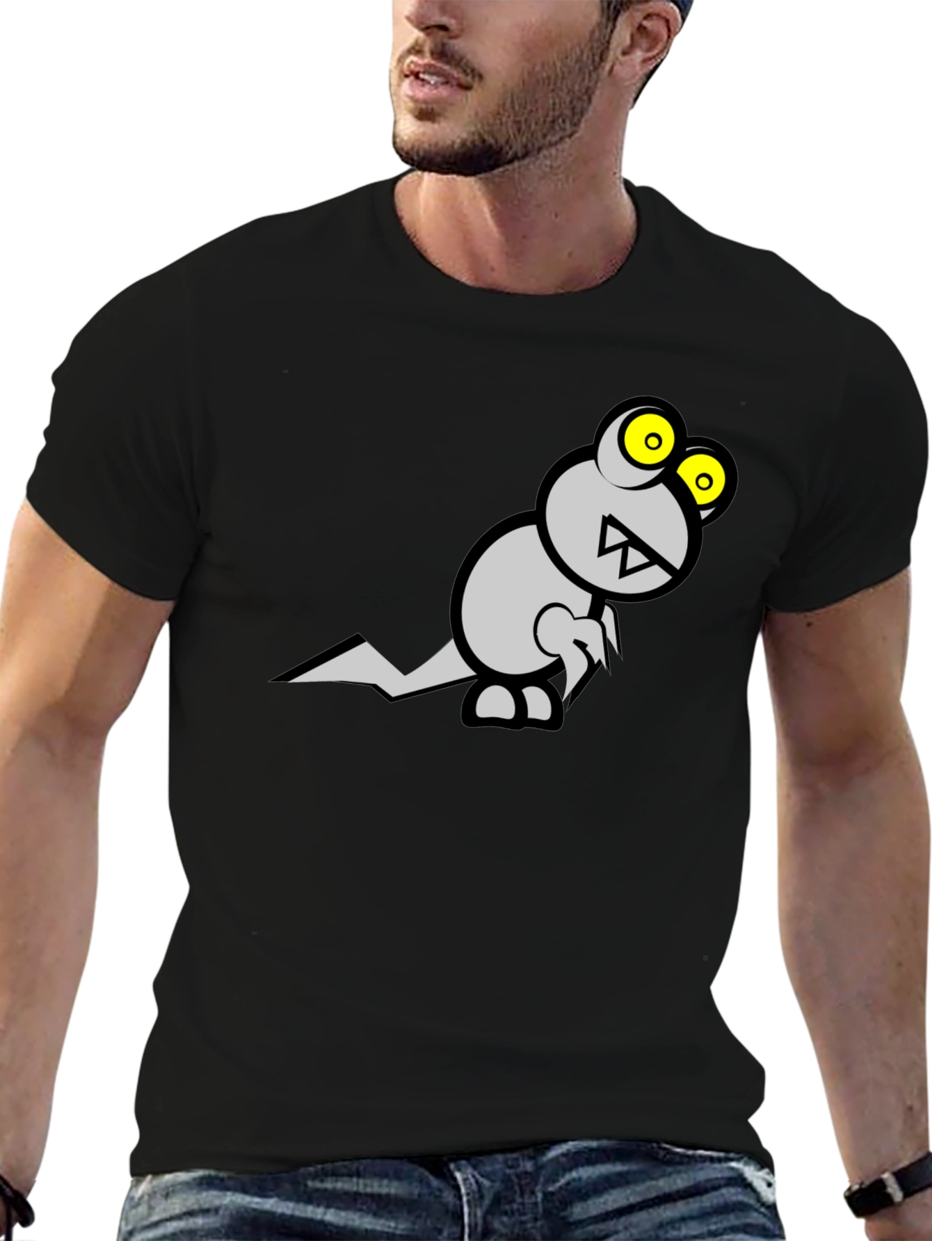 Monster Graphic Tee - Black Cotton T-Shirt