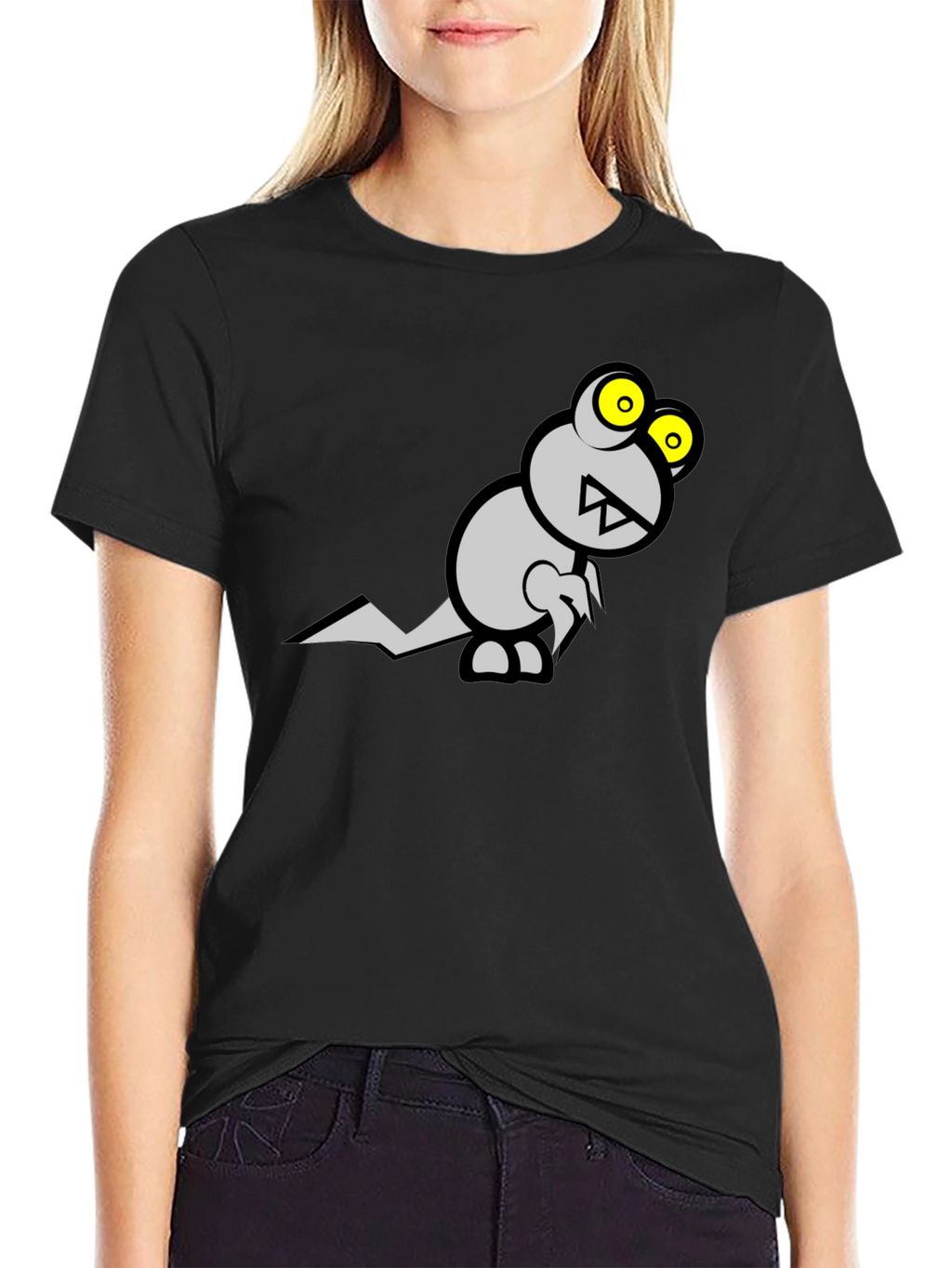 Monster Graphic Tee - Black Cotton T-Shirt