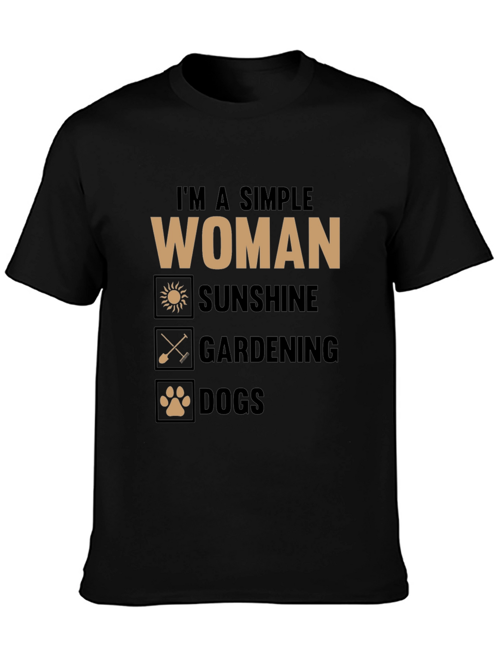 Simple Woman T-Shirt: Sunshine Gardening Dogs