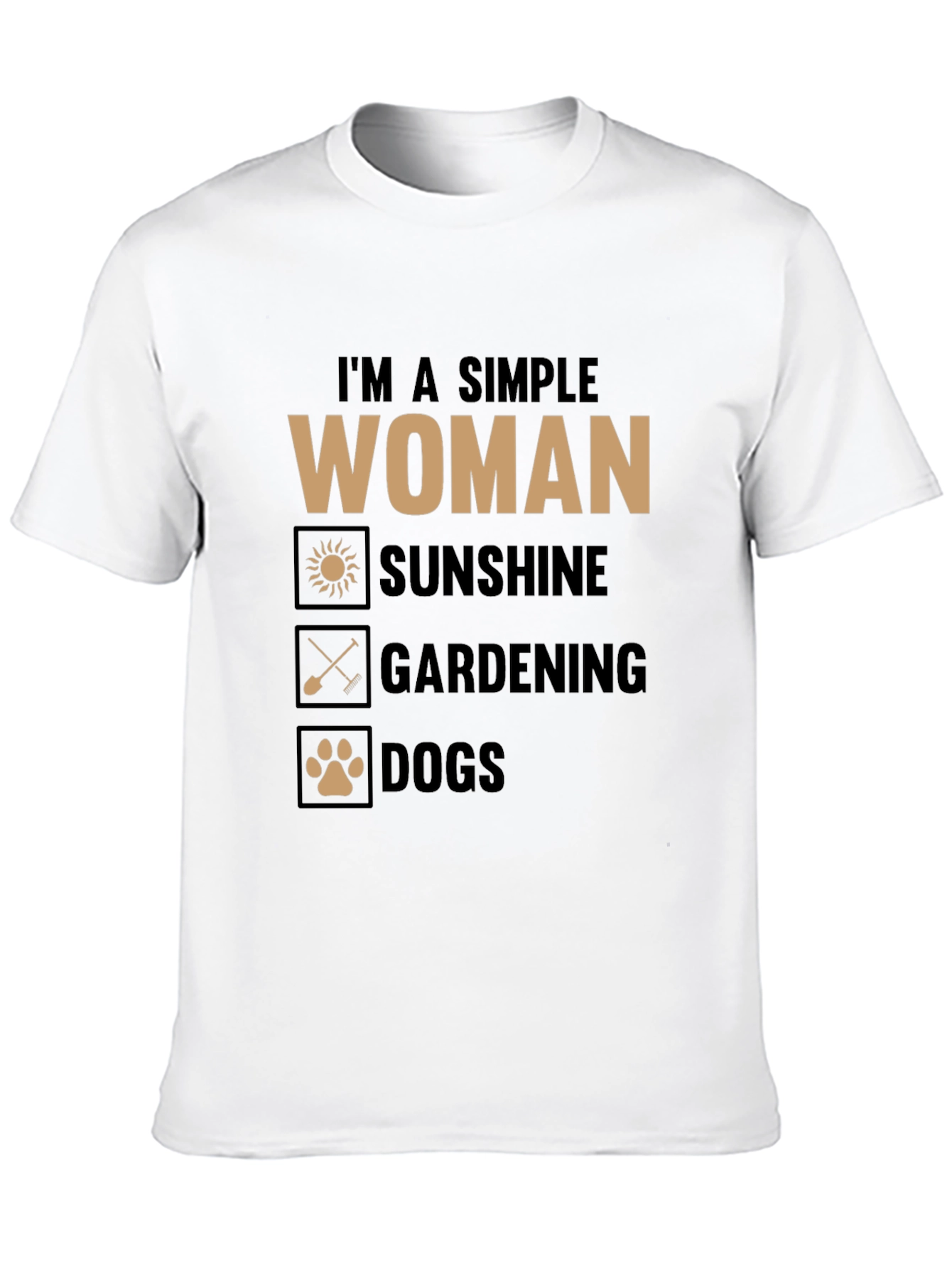 Simple Woman T-Shirt: Sunshine Gardening Dogs