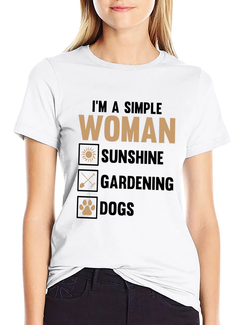 Simple Woman T-Shirt: Sunshine Gardening Dogs