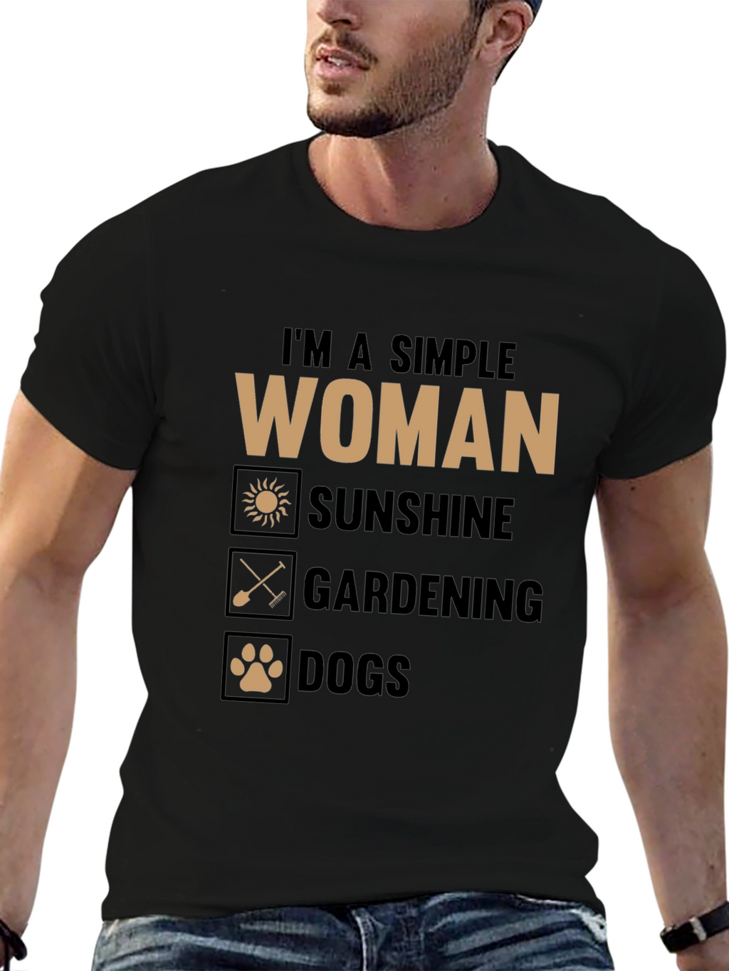 Simple Woman T-Shirt: Sunshine Gardening Dogs