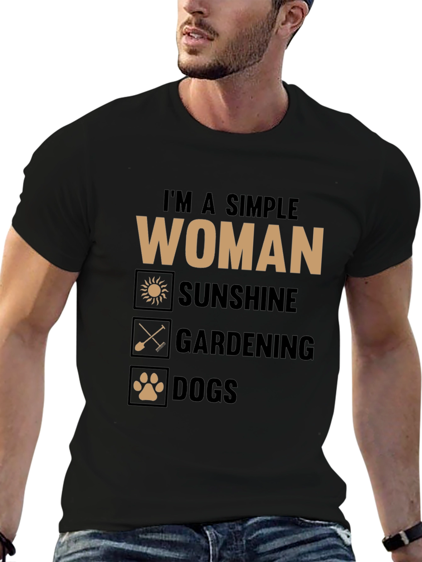 Simple Woman T-Shirt: Sunshine Gardening Dogs