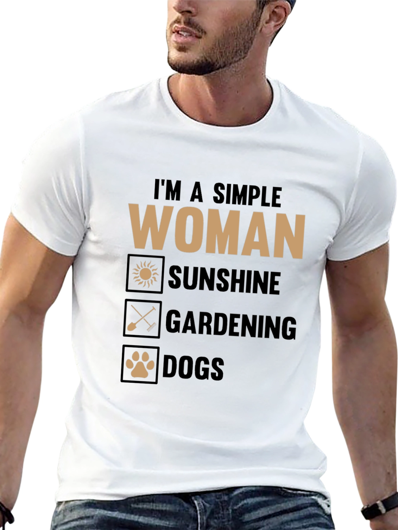 Simple Woman T-Shirt: Sunshine Gardening Dogs