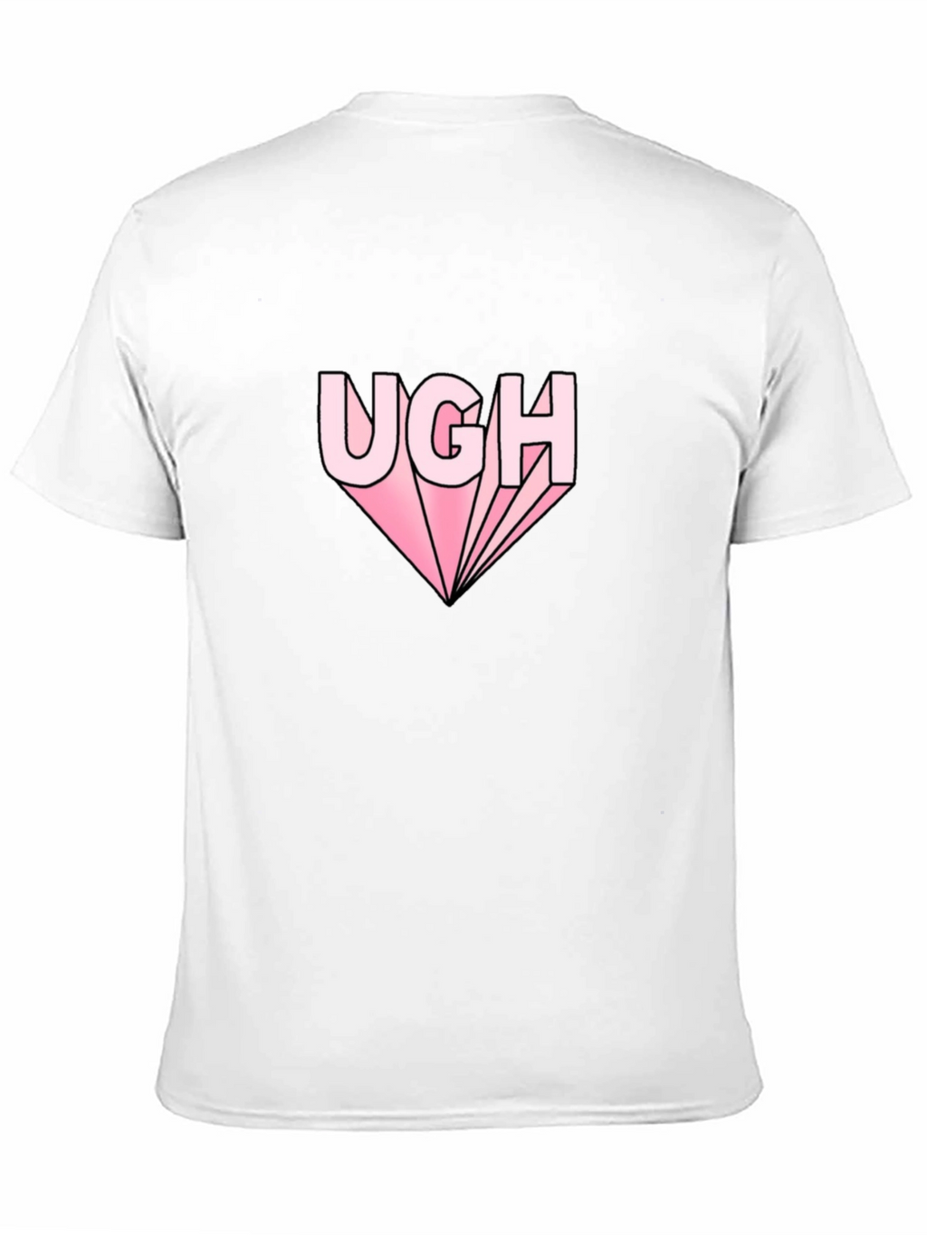 Ugh Graphic Tee - Pink Text on Black Shirt