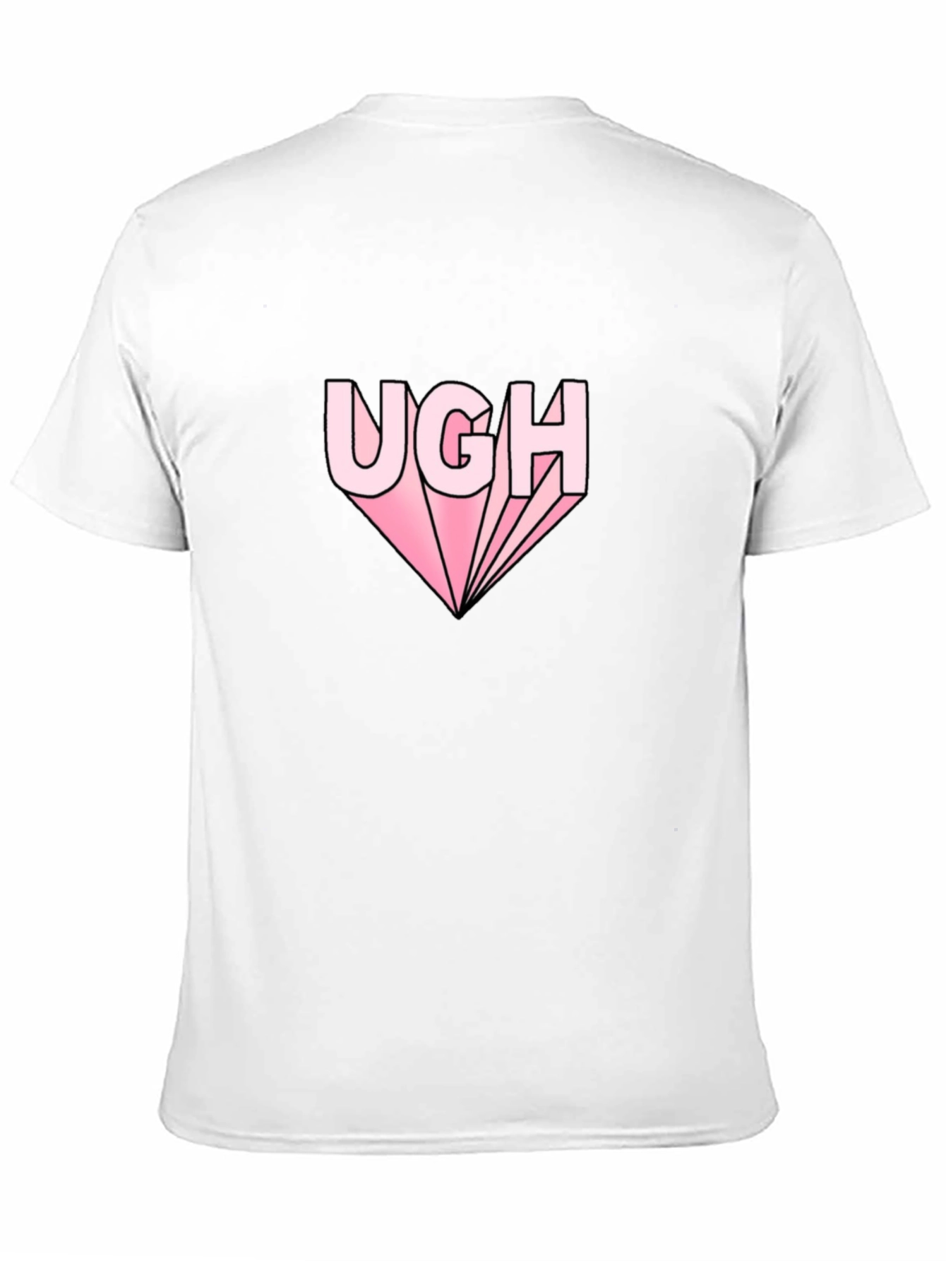 Ugh Graphic Tee - Pink Text on Black Shirt