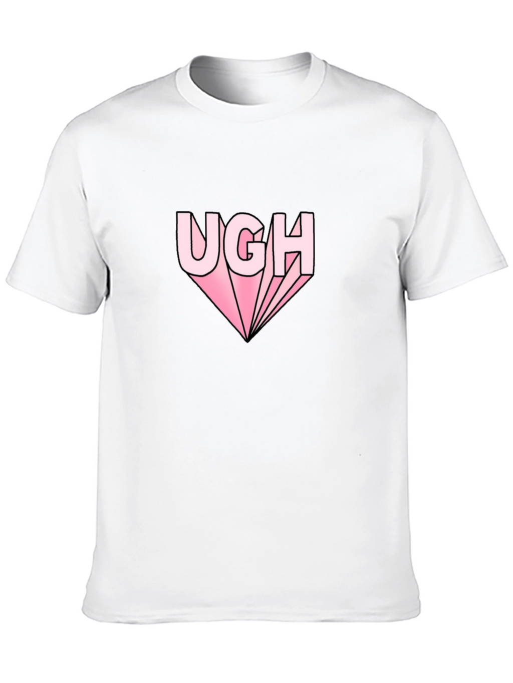 Ugh Graphic Tee - Pink Text on Black Shirt