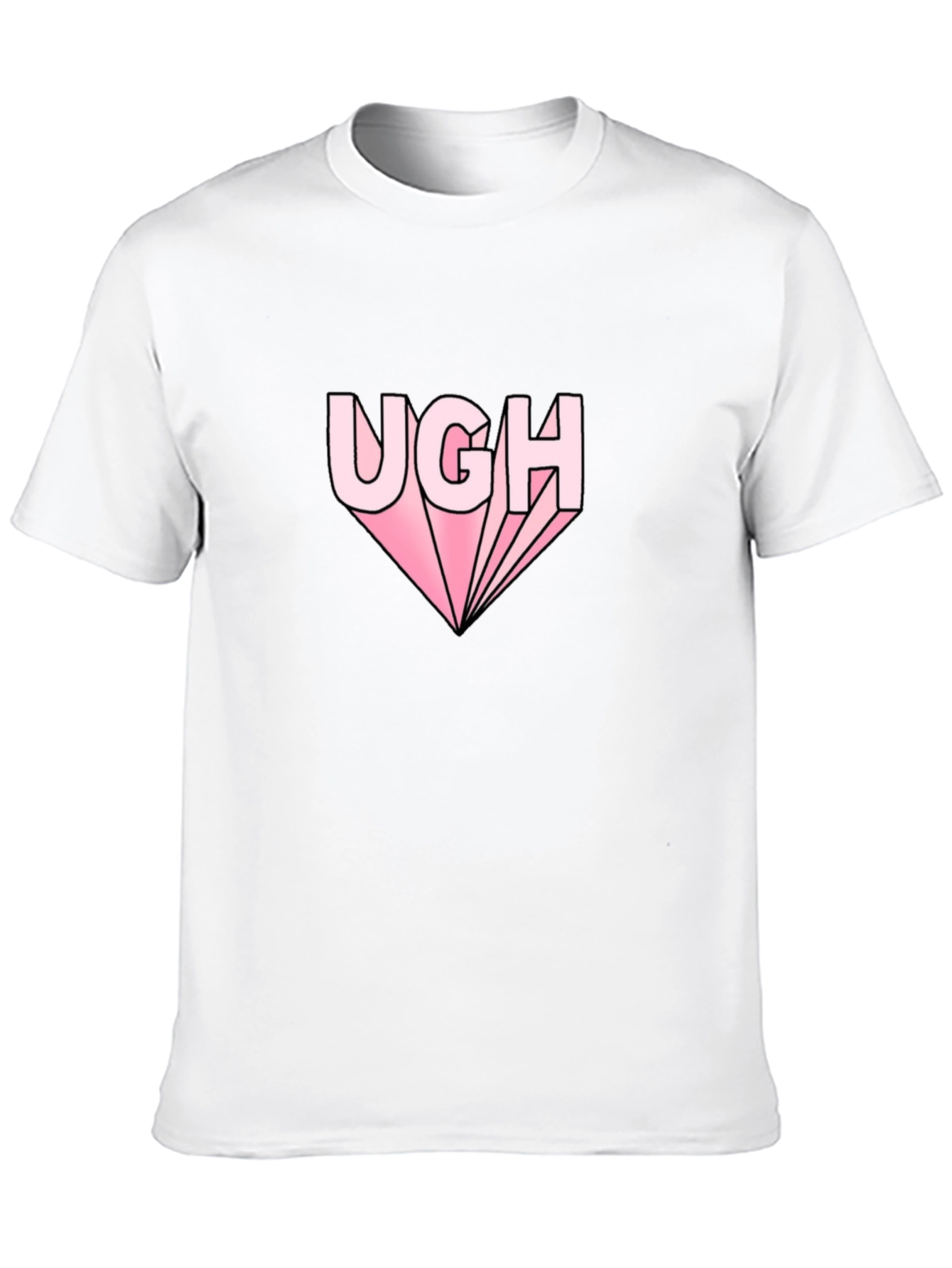 Ugh Graphic Tee - Pink Text on Black Shirt
