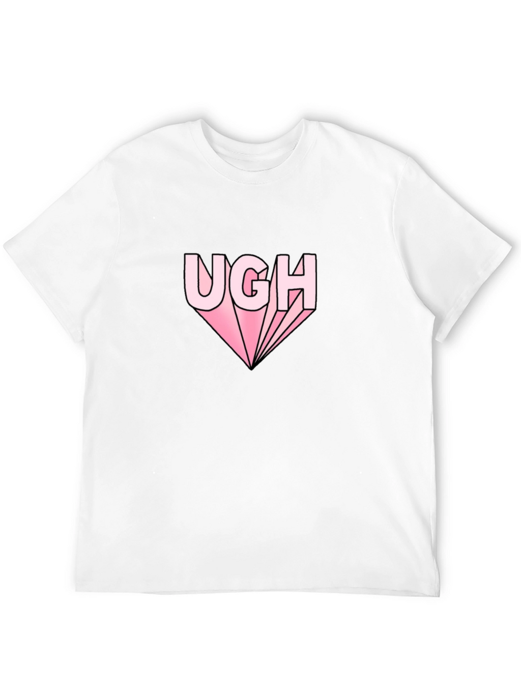 Ugh Graphic Tee - Pink Text on Black Shirt