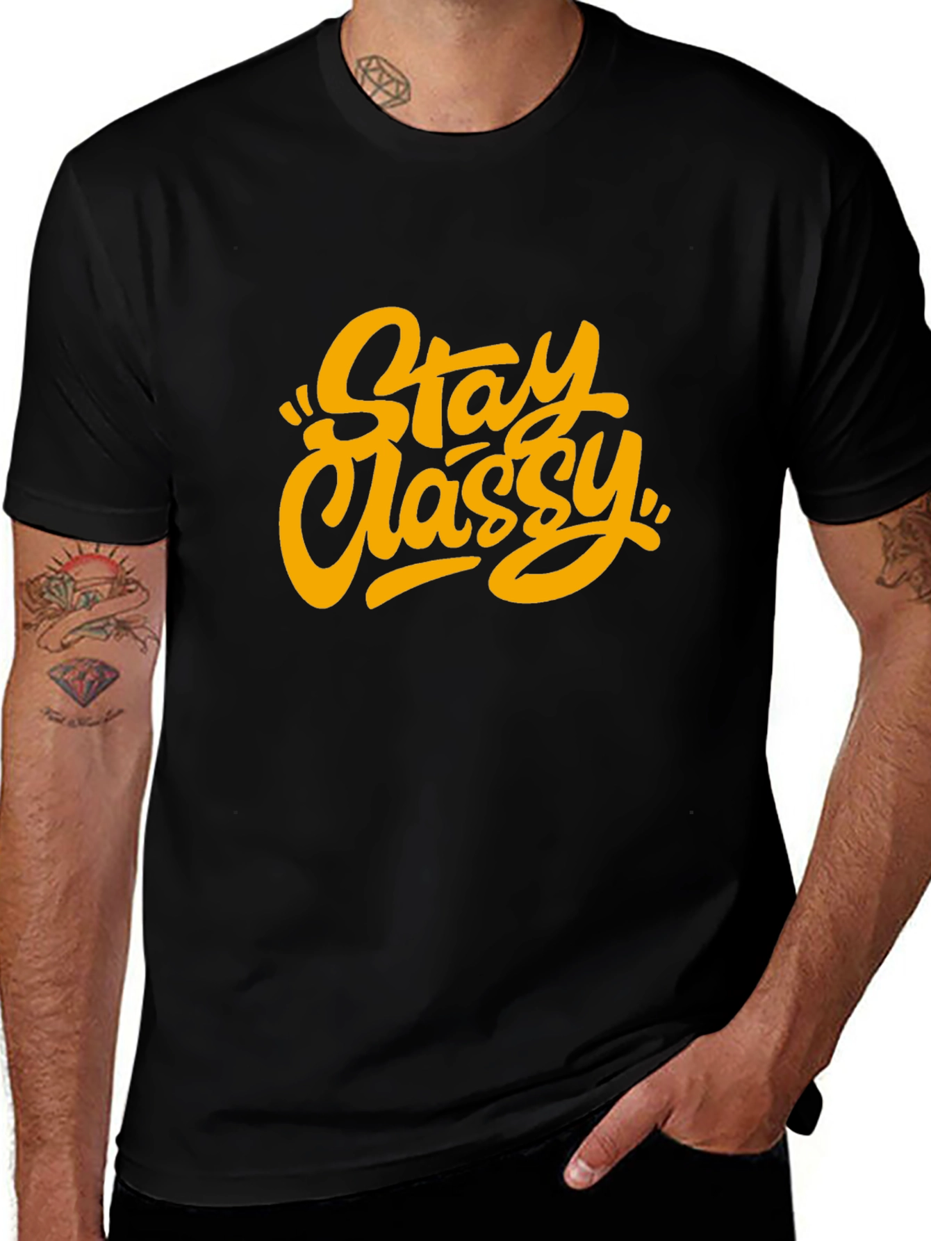 Stay Classy Graphic Tee - Trendy Unisex Black T-Shirt